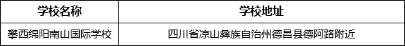 涼山州攀西綿陽南山國際學(xué)校地址在哪里？