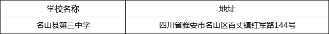 雅安市名山縣第三中學地址在哪里？