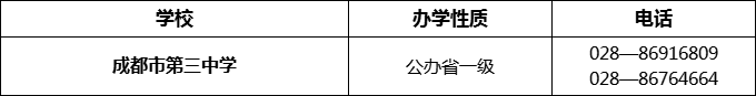 2024年成都市第三中學招辦電話是多少？