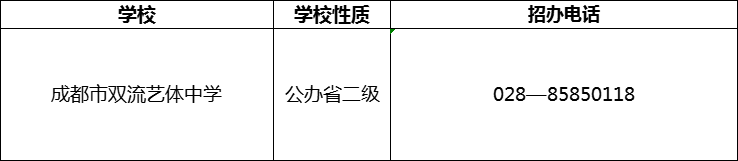 2024年成都市雙流藝體中學(xué)招辦電話是多少？