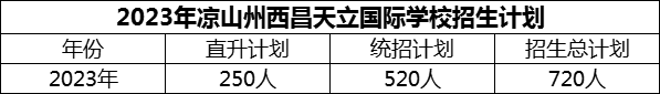 2024年涼山州西昌天立國際學(xué)校招生計(jì)劃是多少？