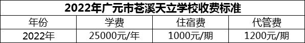 2024年廣元市蒼溪天立學校學費多少錢？