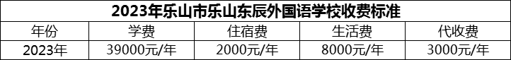 2024年樂(lè)山市樂(lè)山東辰外國(guó)語(yǔ)學(xué)校學(xué)費(fèi)多少錢？