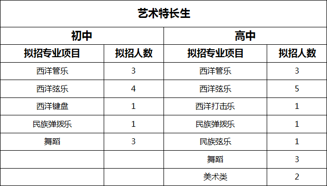 成都二十中2019年藝術(shù)特長生招生章程